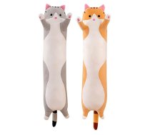 Mīkstā bērnu rotaļlieta, garš plīša spilvens kaķis - batons, 110cm | Plush Cat-shaped Hugging Pillow