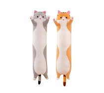 Mīkstā bērnu rotaļlieta, garš plīša spilvens kaķis - batons, 70cm | Plush Cat-shaped Hugging Pillow