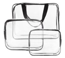 Caurspīdīgas Ceļojumu Organizatora Kosmētikas Ceļojumu Somas, 3 gab. l Transparent Travel Organizer Makeup Bags