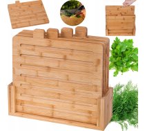 Koka Bambusa Griešanas Dēļu Komplekts Ar Statīvu, 4 Gab. | Cutting Boards Set