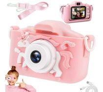Bērnu Mini Fotoaparāts Digitālā Kamera ar Spēlēm Vienradzis, 1080P, Rozā | Children HD Digital Camera