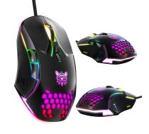 Onikuma CW902 vadu spēļu pele ar RGB apgaismojumu, melna - gaming mouse, wired mouse, RGB gaming mouse