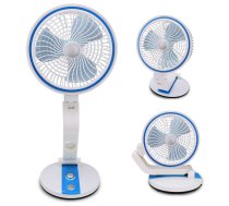 Bezvadu Salokāms Regulējams Grīdas Galdas Ventilators ar LED Apgaismojumu, 15-44cm, Zils | Foldable Adjustable Floor Table Fan with LED Lighting