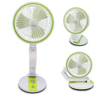 Bezvadu Salokāms Regulējams Grīdas Galdas Ventilators ar LED Apgaismojumu, 15-44cm, Zaļš | Foldable Adjustable Floor Table Fan with LED Lighting