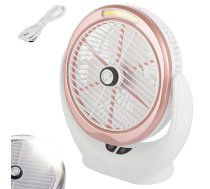 Bezvadu Regulējams Galdas Ventilators ar LED Apgaismojumu, Rozā Zelts | Portable Wireless Adjustable Table Fan with LED Lighting