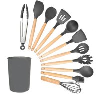 Virtuves piederumu komplekts, 12 daļas, tumši pelēks - kitchen utensils, kitchen tool set, silicone kitchen utensils