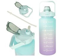 Necaurlaidīga Ūdens Pudele ar Laika Atgādinājuma Marķieri bez BPA, 2L, Violets | Motivational Water Bottle with Time Marker Reminder Tracker