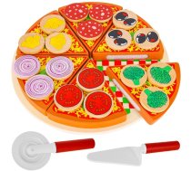 Koka picas rotaļa ar piederumiem, 21 cm | Wooden pizza play set with accessories