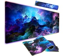 RGB LED Apgaismots Spēļu Datorgalda Klaviatūras Paklājs Peles Paliktnis 90x40 cm, Kosmoss| Computer Table Carpet Mat Mouse Pad