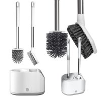 2x Silikona Tualetes Birstes, Balts/Pelēks | Silicone WC Toilet Brush - toilet accessories, toilet paper holder
