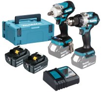 Makita Akku-Kombo-Kit DLX2533TJ, Akku-Bohrschrauber DDF489Z + Akku-Schlagschrauber DTW300Z, 18Volt (blau/Black, 2x Li-Ionen Akku 5,0Ah, MAKPAC) | DLX2533TJ | 0197050008831