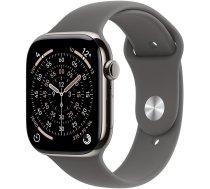 Apple Watch Series 11 GPS + Cellular 42mm Natural Titanium Case with Stone Gray Sport Band - S/M | MF8M4ZR/A | 195950629408 | 163050