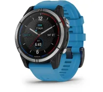 Garmin Quatix 7 Standard Solar Smart Watch 47mm, GPS, 10ATM, Graphite with Light Blue Silicone Band EU | 010-02540-61 | 753759296711