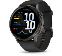 Garmin Venu 4 Smart Watch 45mm, GPS, Black with Dark Gray Silicone Band EU | 010-03014-00 | 0753759342876