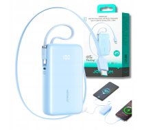 Joyroom Power Bank with Digital Display, C+U+U, PD 35W, 10000 mAh with Built-in Retractable Typle-C and Lightning Lanyard cable (0.7m) Blue(JR-PR2L) | 6956116762322 | 6956116762322