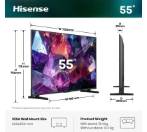 Hisense Germany GmbH 139,0cm/55" (3840x2160) Hisense 55E7S PRO Smart TV 4K Hi-QLED 6ms 144Hz HDMI USB HDR WiFi Bluetooth Black/Grey | 55E7S PRO | 6942351432779 | 7961-04F