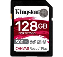 Kingston Memory card SD 128GB Canvas React Plus 300/260 UHS-II U3 | SDR2/128GB | 0740617301960