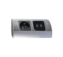 Orno Gniazdo meblowe pojedyncze z/u 16A + 2xUSB IP20 aluminium/ tworzywo OR-AE-1310 | OR-AE-1310 | 5901752484047