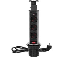 Orno Gniazdo meblowe ?6cm wysuwane z blatu z blokadą i przewodem 1,8m, 3x2P+Z (Schuko), INOX | OR-AE-1348(GS) | 5908254810817
