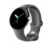 Google Pixel Watch polished silver stainless steel 41mm charcoal active band | GA03305-DE | 0840244600372