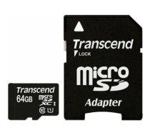 CARD microSD Card 64GB Transcend SDXC Class10 w/adapter | TS64GUSDXC10 | 0760557833673