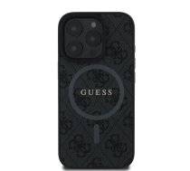 GUESS PU Leather 4G Colored Ring MagSafe Case for iPhone 16 Pro, Black (GUHMP16LG4GFRK)