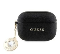 GUESS case for AirPods Pro 2 GUAP2PGEHCDK black, fixed glitter with heart diamond charm (GUAP2PGEHCDK)