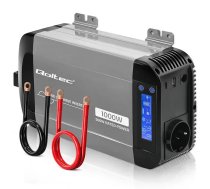 Qoltec Pure Sine Wave Inverter | 12V to 230V | 500/1000W | LCD | USB | USB-C | Compatible with LiFePO4, GEL, AGM (5901878526881)