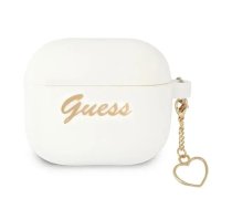 GUESS airPods 3 Case, GUA3LSCHSH, White Silicone with Heart Charm (GUA3LSCHSH)