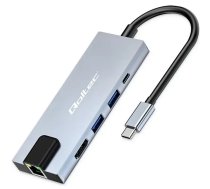 Qoltec USB-C 5-in-1 Hub Adapter | USB-C PD 100W | 2x USB | HDMI 4K | RJ45 (5901878537955)