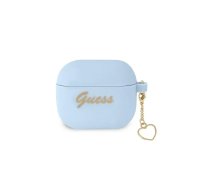 GUESS airPods 3 Case, GUA3LSCHSB, Blue Silicone with Heart Charm (GUA3LSCHSB)