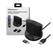 Qoltec Intelligent Smart ID Chip Card Reader SCR-0632 | USB 2.0 + USB-C Adapter (5901878506326)