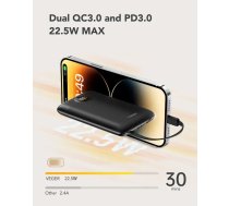 VEGER C11 (W1170) Power Bank | 10,000 mAh | 22.5W | PD, QC | USB-C, Lightning, USB-A | Black (6970453557939)