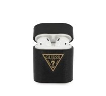 GUESS GUACA2VSATMLBK Saffiano Silicone Case for Apple AirPods 1 | 2, Black (GUACA2VSATMLBK)