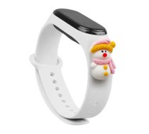 Hurtel Xmas Strap for Xiaomi Mi Band 3 / 4 - Christmas Silicone Strap Bracelet with Snowman, White (9145576220832)