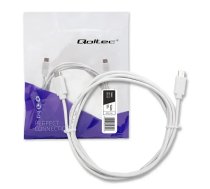 Qoltec data transfer and charging cable | USB-C to USB-C | 1.4m | white (5901878523446)