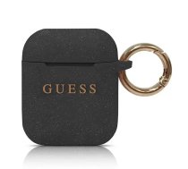 GUESS GUACCSILGLBK Silicone Case for Apple AirPods 1 | 2, Black (GUACCSILGLBK)