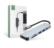 Tech-Protect HUB V4 6-in-1 USB-C to USB-A 3.0 | USB-A 2.0 | USB-C | HDMI | microSD | TF | SD card reader - gray (20240-0)