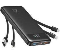 Charmast W1148 Power Bank | 10,000 mAh | 15W | USB-A, USB-C, Lightning, Micro USB | LED Display | black (6977525751844)