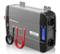 Qoltec Pure Sine Wave Inverter | 12V to 230V | 2000/4000W | LCD | USB | USB-C | Compatible with LiFePO4, GEL, AGM (5901878526911)
