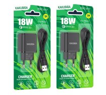 KAKUSIGA KSC-917 charger | 18W | 3A + USB-C cable 1m black (KSC-917BK)