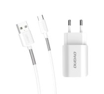 Dudao charger 2x USB 5V | 2.4A + USB Type C cable white (DUA2EUWHC)