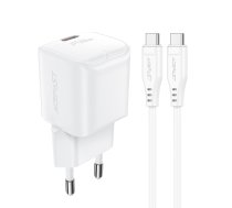 Acefast A77 Mini PD 30W GaN wall charger + USB-C cable - white (A77_W)