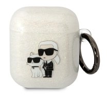 Karl Lagerfeld 3D Logo NFT Karl and Choupette TPU Glitter Case for Airpods 1|2 White (KLA2HNKCTGT)