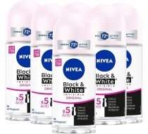 NIVEA Black & White Invisible Original – Dezodorants sievietēm, 72 h efektivitāte, pret svīšanu, aizsargā gaišus un tumšus audumus, roll-on