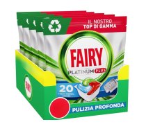 Fairy Platinum Plus – Trauku mazgājamās mašīnas tabletes, 20 kapsulas, dziļas tīrīšanas formula, skalošanas iedarbība, citrona aromāts, pret tauku nosēdumiem