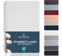 BARBONS – Elastīgais gultas palags, 90x200 cm, 100% kokvilna, Oeko-TEX sertifikāts, piemērots boxspring gultām, balts