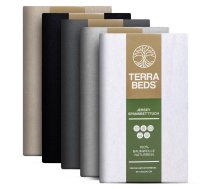 Terra Beds Premium - Kokvilnas palags ar gumiju Jersey Gultasveļa ar Oeko-TEX Sertifikātu, 90-100x200 cm, Bēša