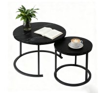 EUROSAKURA DE2900 - Apaļš kafijas galdiņš, 2 komplektā ar metāla kājām, 70 cm un 50 cm