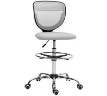 Vinsetto 921-645V00LG - ergonomisks biroja krēsls ar kāju balstu un sieta atzveltni, regulējams augstums, gaiši pelēks